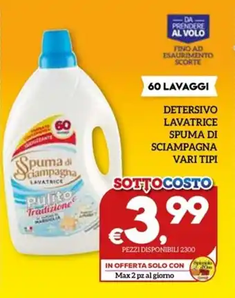 Il Centesimo DETERSIVO LAVATRICE SPUMA DI SCIAMPAGNA VARI TIPI 60 LAVAGGI offerta