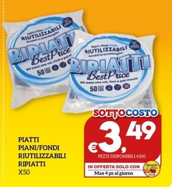 PIATTI PIANI/FONDI RIUTILIZZABILI RIPIATTI X50