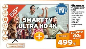 Expert Hisense TV LED UHD 4K 55" 55A62G offerta