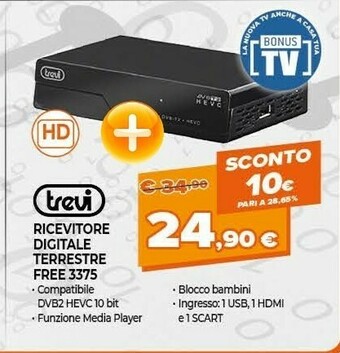 Expert Trevi HE 3375 TS Set-top Box TV Terrestre Full HD Nero offerta