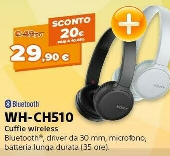 Expert Sony WH-CH510 Cuffia Padiglione Auricolare Nero offerta