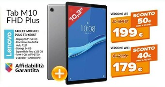 Expert Lenovo Tab M10 FHD Plus 4G LTE 64 GB 26,2 Cm (10.3") Mediatek 4 GB Wi-Fi 5 (802.11ac) Grigio offerta