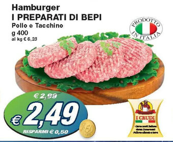 Hamburger I PREPARATI DI BEPI Pollo e Tacchino g 400