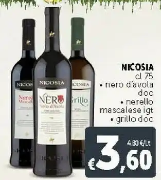 Deco Supermercati Nicosia Grillo Terre Siciliane IGT Bio 750 G(ml) offerta