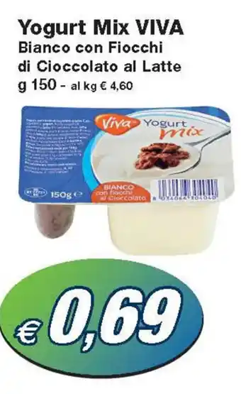 Yogurt Mix VIVA Bianco con Fiocchi di Cioccolato al Latte g 150