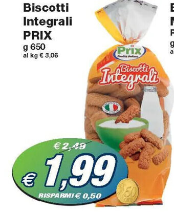 Prix Quality Biscotti Integrali PRIX g 650 offerta