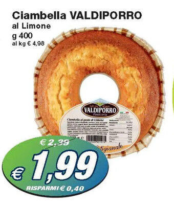 Prix Quality Ciambella VALDIPORRO al Limone g 400 offerta