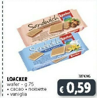 Deco Supermercati Loacker Wafer Vaniglia offerta
