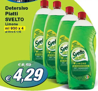 Prix Quality Detersivo Piatti SVELTO Limone ml 930 x 4 offerta