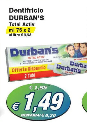 Dentifricio DURBAN'S Total Activ ml 75 x 2