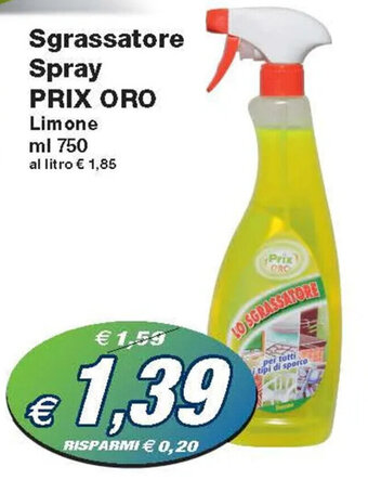 Sgrassatore Spray PRIX ORO Limone ml 750