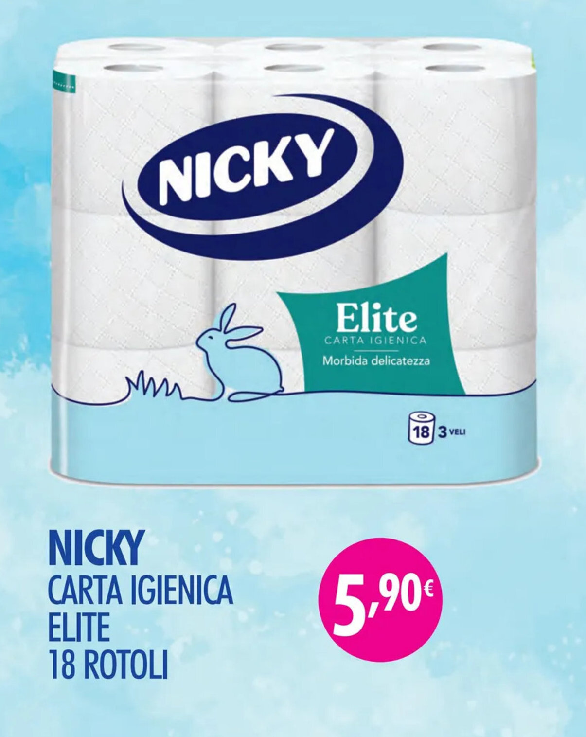 Acqua & Sapone NICKY CARTA IGIENICA ELITE 18 ROTOLI offerta