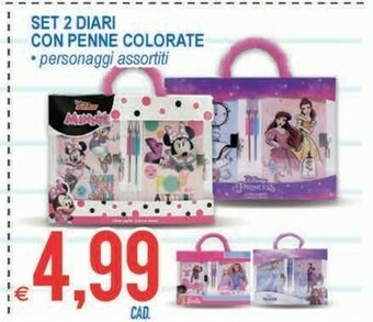 MD Discount Set 2 Diari Con Penne Colorate offerta