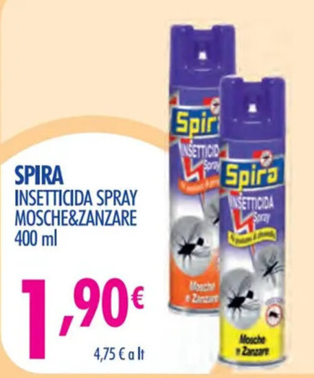 Acqua & Sapone SPIRA INSETTICIDA SPRAY MOSCHE&ZANZARE 400 ml offerta