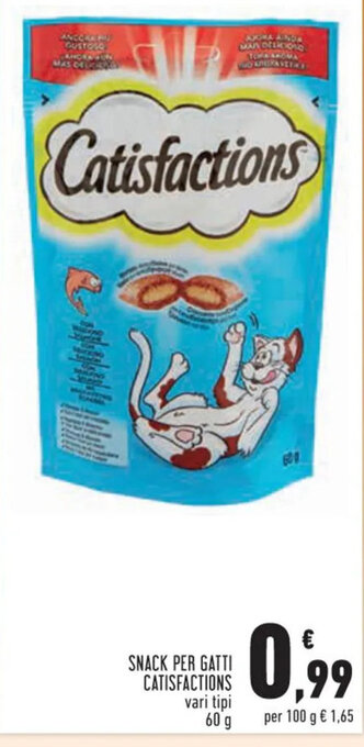 SNACK PER GATTI CATISFACTIONS vari tipi 60 g
