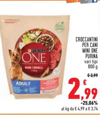 Conad Superstore CROCCANTINI PER CANI MINI ONE PURINA vari tipi 800 g offerta