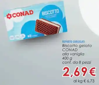 Conad Superstore Biscotto gelato CONAD alla vaniglia 400 g conf. da 8 pezzi offerta