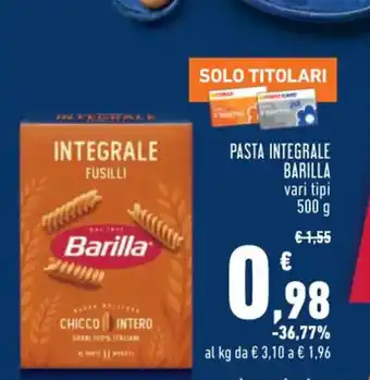 PASTA INTEGRALE BARILLA vari tipi 500 g