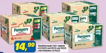 Risparmio Casa PAMPERS BABY DRY JUNIOR 52 PEZZI 64 PEZZI 68 PEZZI MUTANDINO 56 PEZZI offerta