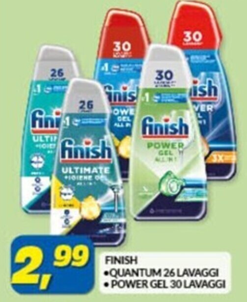 Risparmio Casa finish *QUANTUM 26 LAVAGGI POWER GEL 30 LAVAGGI offerta