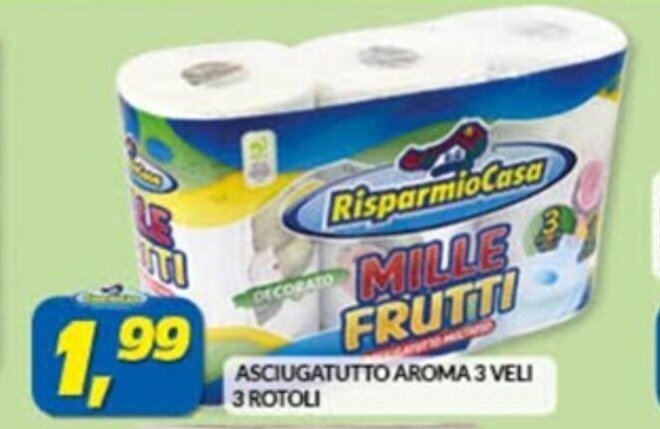 Risparmio Casa ASCIUGATUTTO AROMA 3 VELI 3 ROTOLI offerta