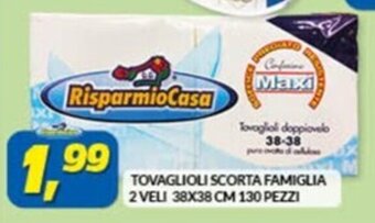 Risparmio Casa TOVAGLIOLI SCORTA FAMIGLIA 2 VELI 38X38 CM 130 PEZZI offerta