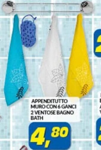 APPENDITUTTO MURO CON 6 GANCI 2 VENTOSE BAGNO BATH