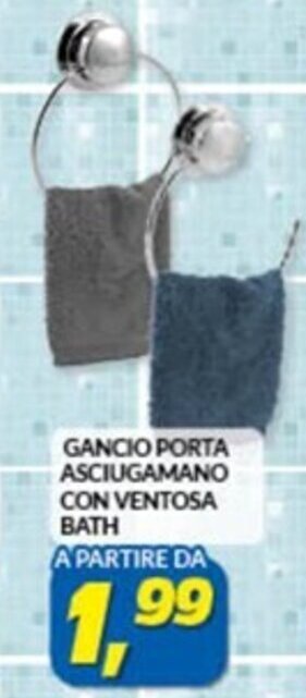 Risparmio Casa GANCIO PORTA ASCIUGAMANO CON VENTOSA BATH offerta