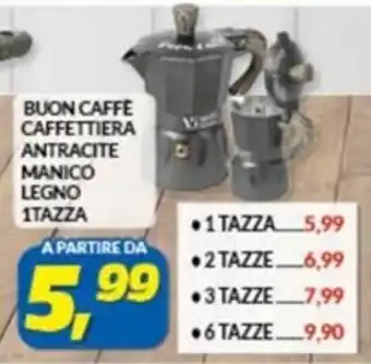 BUON CAFFE CAFFETTIERA ANTRACITE MANICO LEGNO 1TAZZA