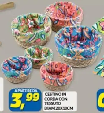 Risparmio Casa CESTINO IN CORDA CON TESSUTO DIAM.:20X10CM offerta