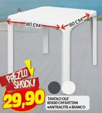 Risparmio Casa TAVOLO OLE 80X80 CM RATTAN *ANTRACITE+ BIANCO offerta