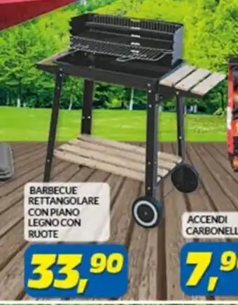 Risparmio Casa BARBECUE RETTANGOLARE CON PIANO LEGNO CON RUOTE offerta
