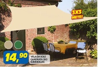 Risparmio Casa VELA DA SOLE QUADRATA 3X3 SUMMERLIFE offerta