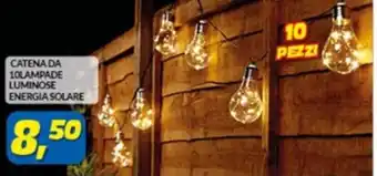 CATENA DA 10LAMPADE LUMINOSE ENERGIA SOLARE