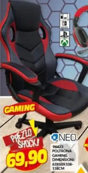 Risparmio Casa Neo 96422 POLTRONA GAMING DIMENSIONI 63X60X108-118CM offerta