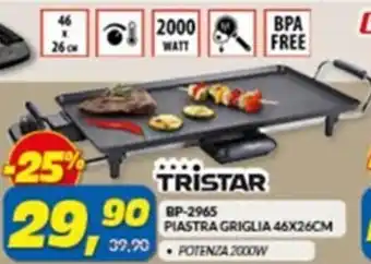 TRISTAR PIASTRA GRIGLIA 46X26CM • POTENZA 2000W