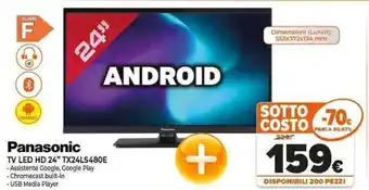 Expert Panasonic TV LETV LED HD 24" TX24LS480E offerta