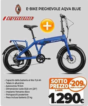 Expert E-BIKE PIEGHEVOLE AQVA BLUE offerta