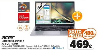 Expert acer NOTEBOOK ASPIRE 3 A315-24P-R2KM offerta