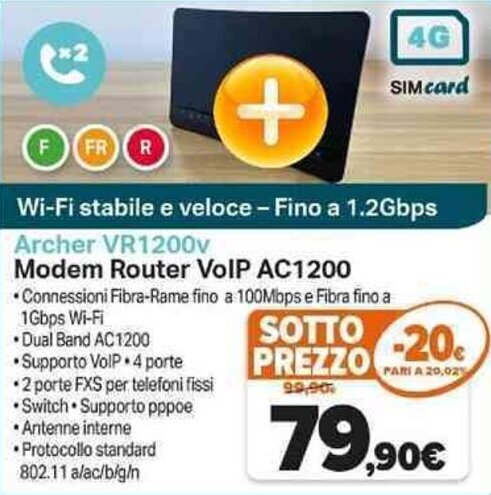 Expert Modem Router VoIP AC1200 offerta