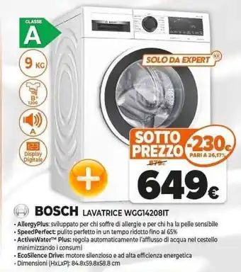 Expert BOSCH LAVATRICE WGG14208IT offerta