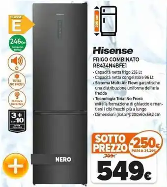 Expert Hisense FRIGO COMBINATO RB434N4BFE1 offerta