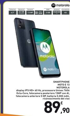 Spazio Conad Motorola smartphone moto e 13 offerta
