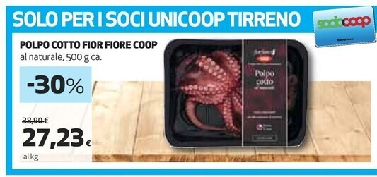 Coop Coop polpo cotto fiore fiore offerta