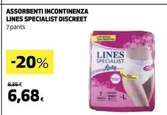 Coop Lines assorbenti incontinenza specialist offerta