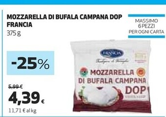 Coop Francia mozzarella di bufala campana dop offerta