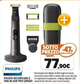 Expert PHILIPS RASOIO RICARICABILE ONE BLADE PRO QP6651 offerta