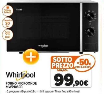 Expert Whirlpool FORNO MICROONDE MWP103SB offerta