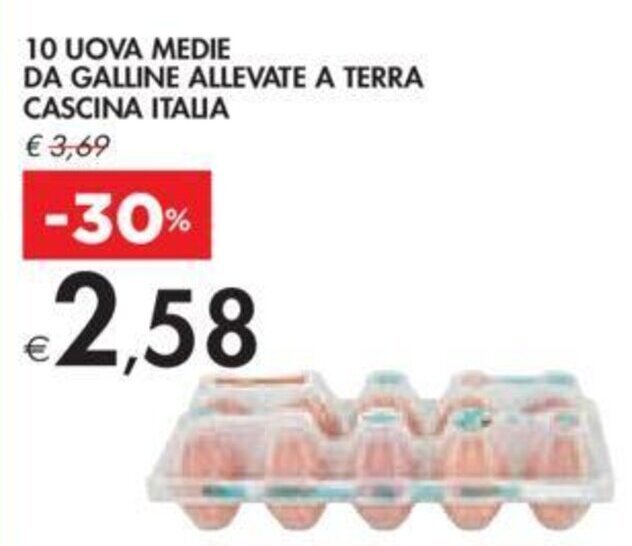 Bennet 10 UOVA MEDIE DA GALLINE ALLEVATE A TERRA CASCINA ITALIA offerta