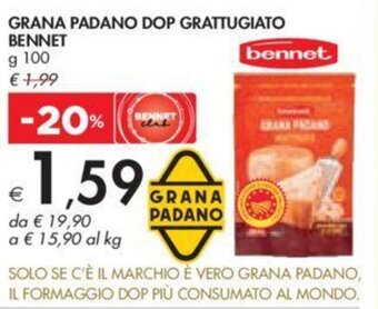 Bennet GRANA PADANO DOP GRATTUGIATO BENNET g 100 offerta